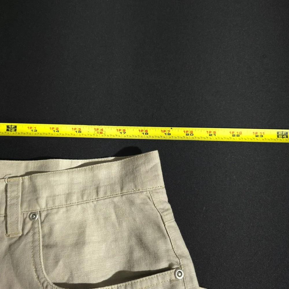 Perry Ellis America Pants Mens 38x30 Khaki Linen Cotton Blend Straight Chino