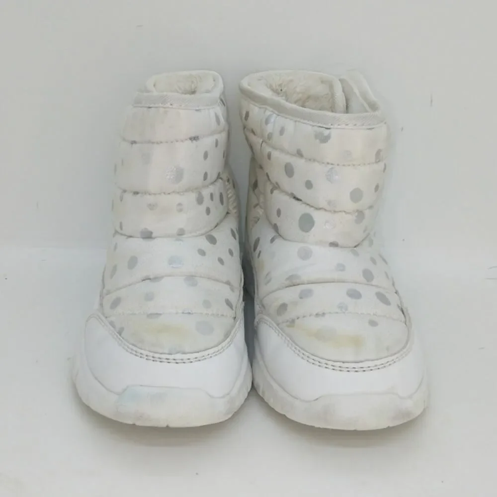 HobiBear Girls Siler & White Waterproof Shearling Lined Boots - Size 2.5