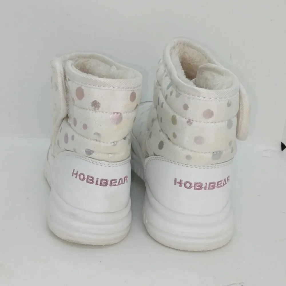 HobiBear Girls Siler & White Waterproof Shearling Lined Boots - Size 2.5