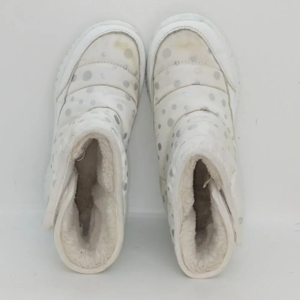 HobiBear Girls Siler & White Waterproof Shearling Lined Boots - Size 2.5
