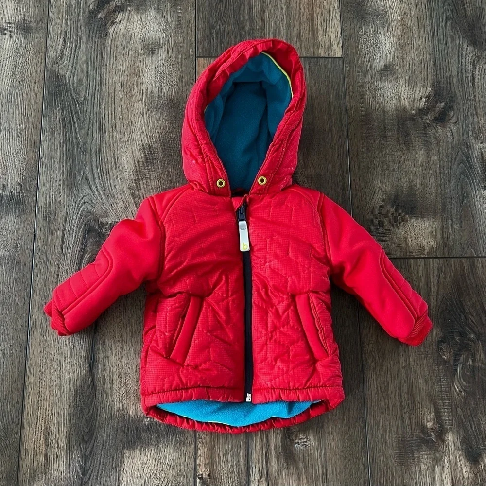 Ted Baker Baby Winter Jacket Red Hood Snow Coat size  6-9 Months