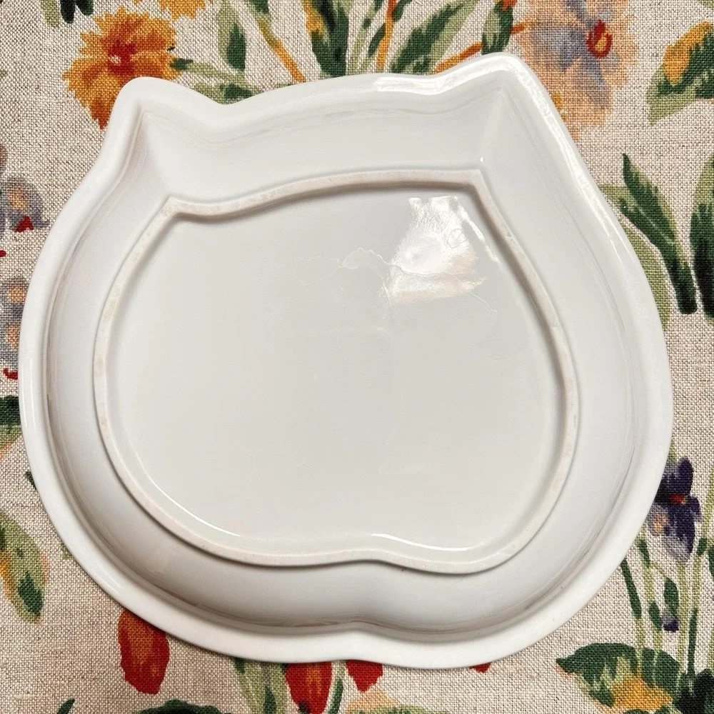 VTG Takahashi San Francisco Blue Fat Chubby Happy Cat Ceramic Serving Dish Plate