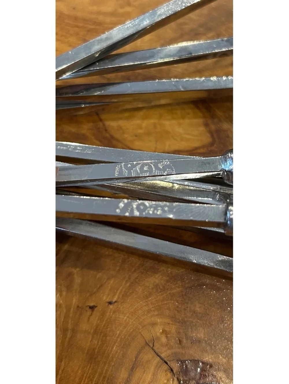 Set of 12 Ornate Silver Metal Skewers