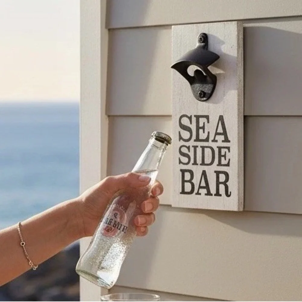 Sea Side Bar Wall Mounted Bottle Opener Bar Sign Nautical Soda Beer 9