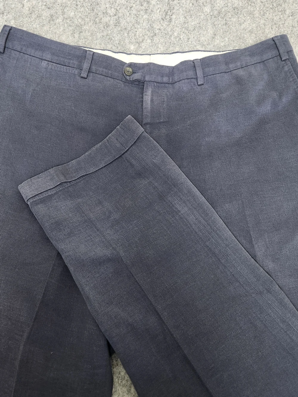 Men's Navy Linen Blend Dress Pants