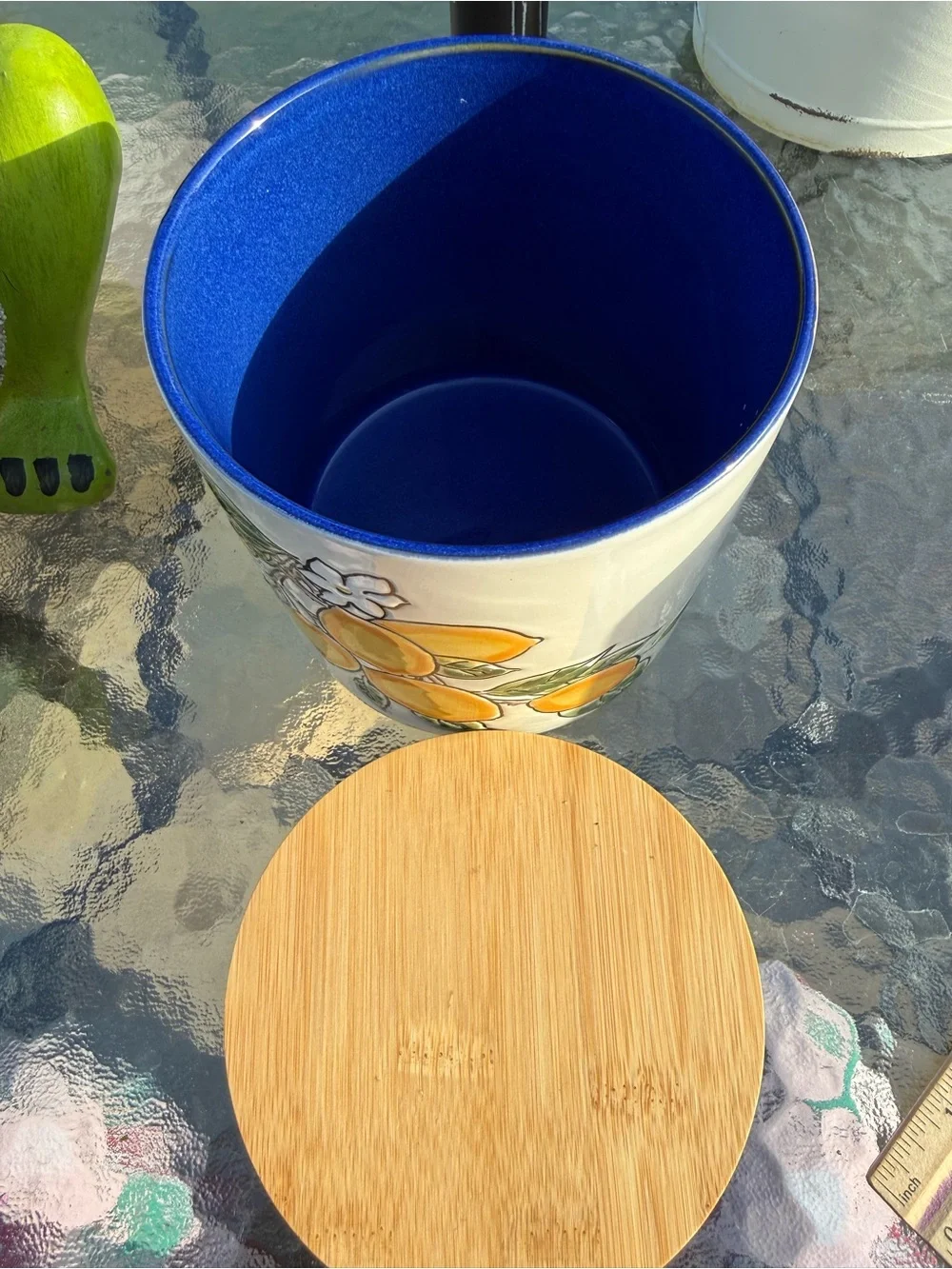 Lemon Canister with Bamboo Lid | Citrus Kitchen Storage Jar