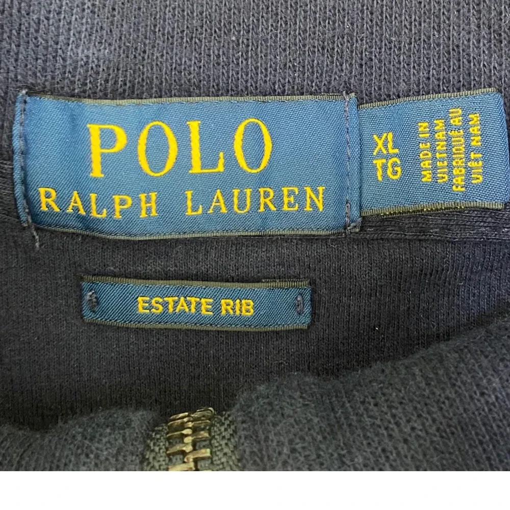 Polo Ralph Lauren Mens XL Estate Rib Quarter Zip Pullover Navy Blue 710784465009