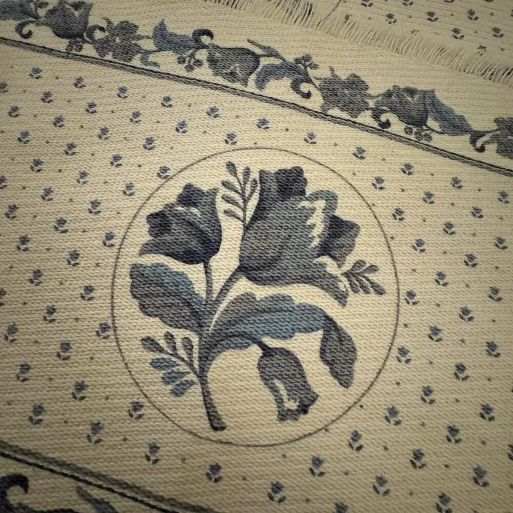 Set of 2 Vintage Pfaltzgraff Blue Floral Fringed Placemats 12x18 Cottage Core