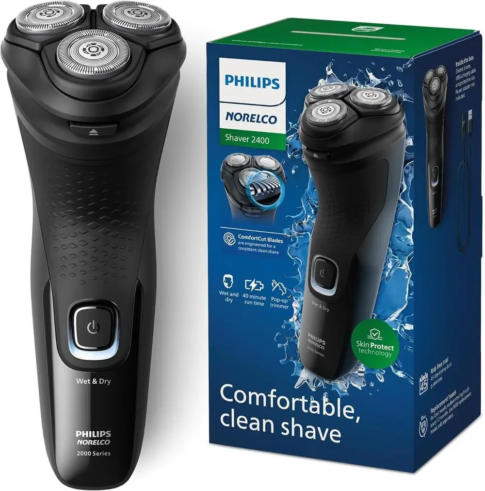 Open box Philips Norelco Shaver 2400 Series, Wet Dry electric shaver X3001/90