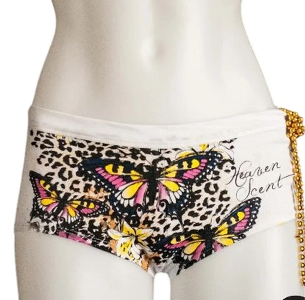 Heaven Scent Intimates White Panty MEDIUM Boyshort Butterfly Perfume Cotton NEW
