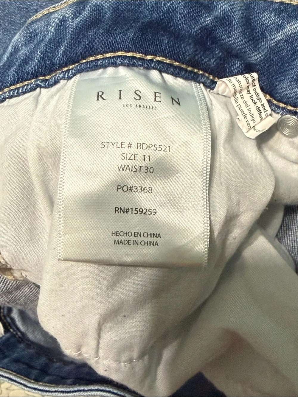 Risen High Rise Button Fly Flare Jeans Size 11/30 Medium Wash Stretch Denim