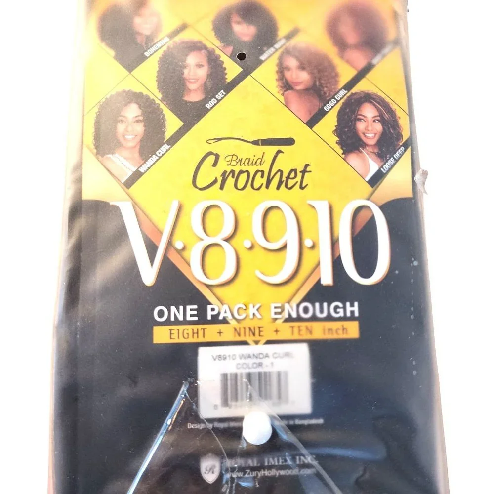 Zury Sis V8910 Crochet Braid Wanda Curl 8-10‎ Inch Synthetic Hair Black