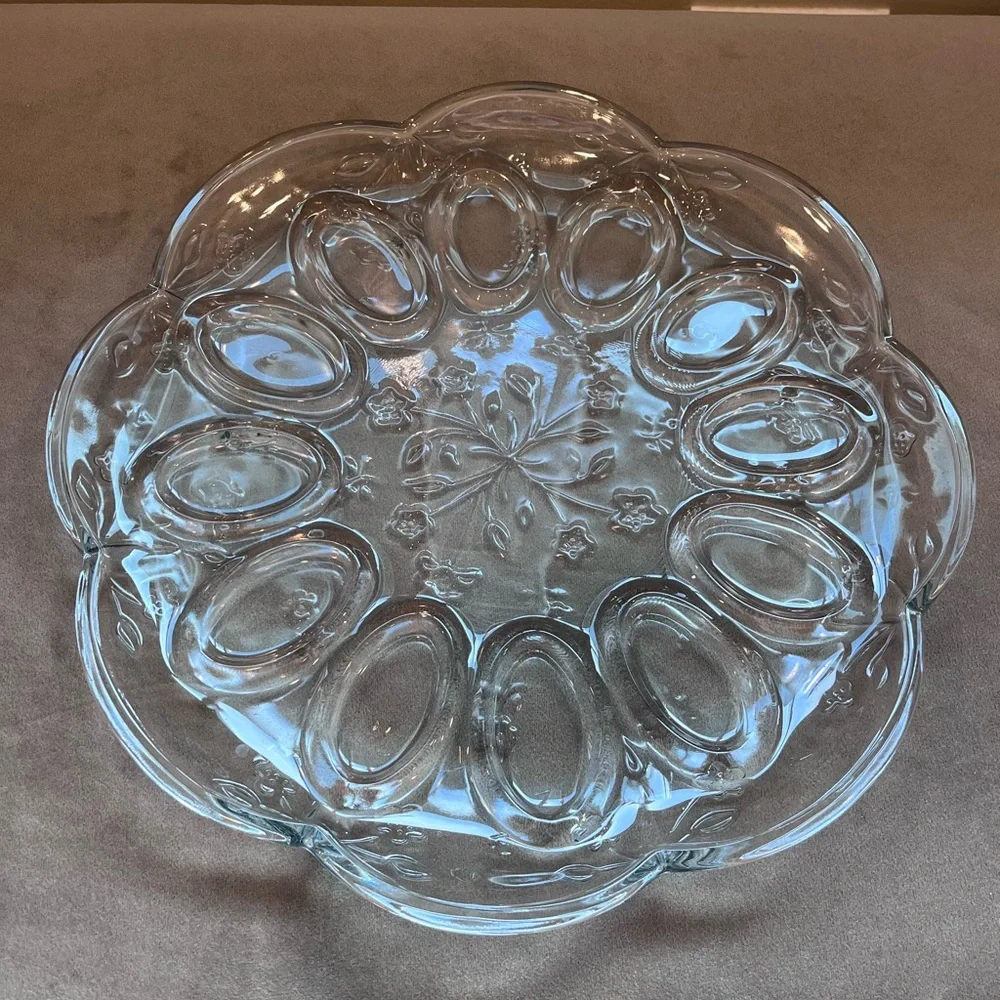 Anchor Hocking Savannah Clear Glass Egg Serving Platter