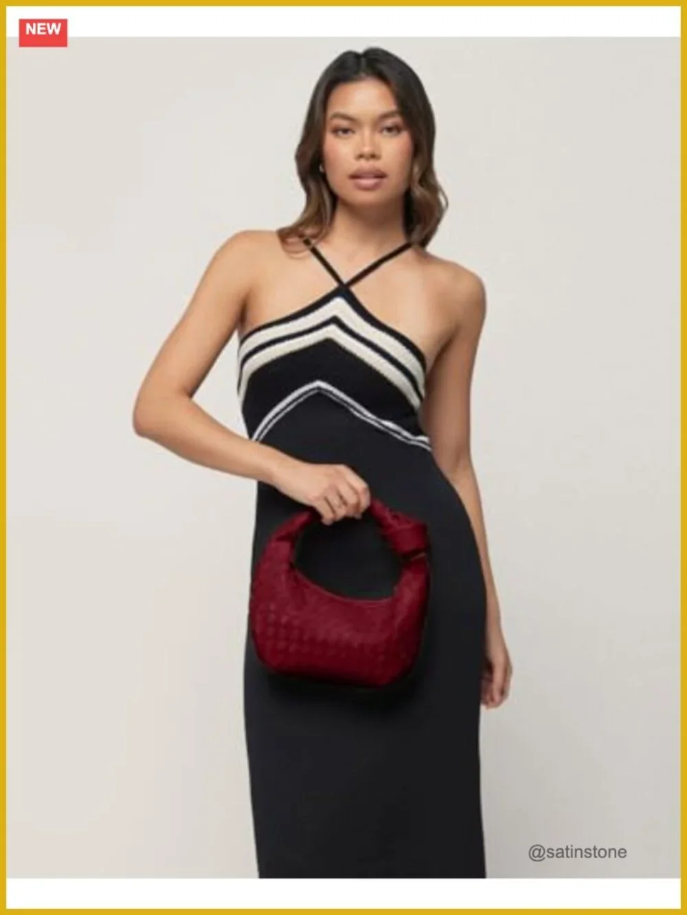 Woven Vegan Leather Knotted Top Handle Hobo Bag Clutch with Zipper