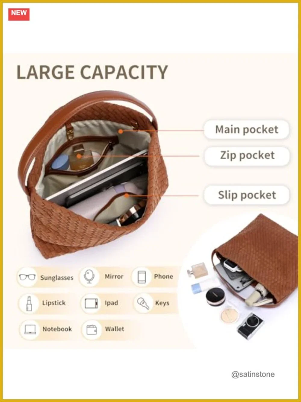 Woven Suede Hobo Shoulder Tote Bag Satchel Crossbody Handbag Purse