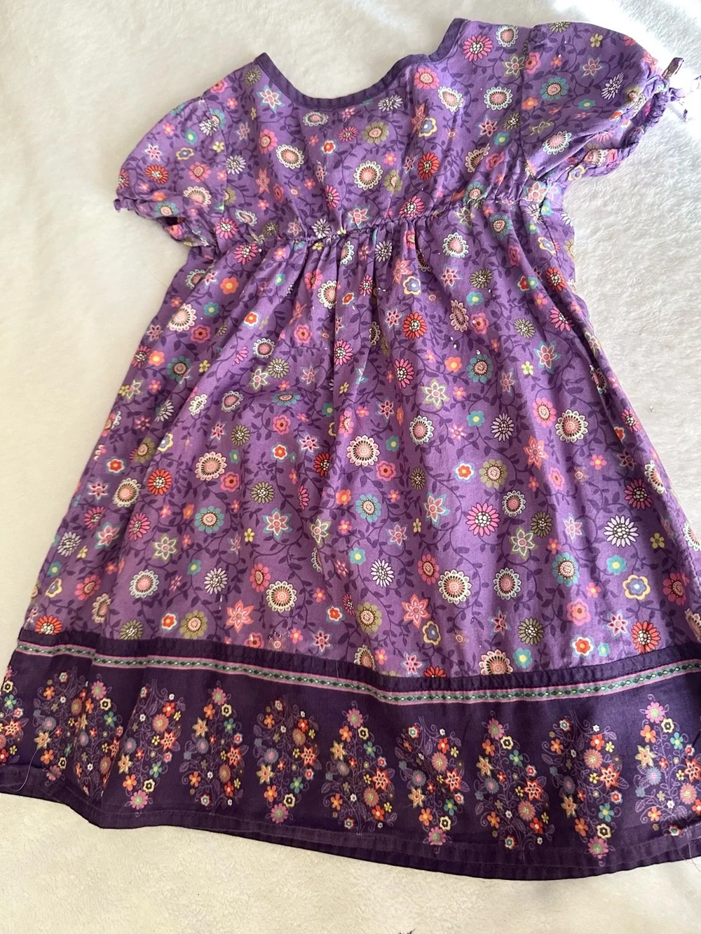 The Children's Place Purple Floral Cotton Dress with Multicolor Accents