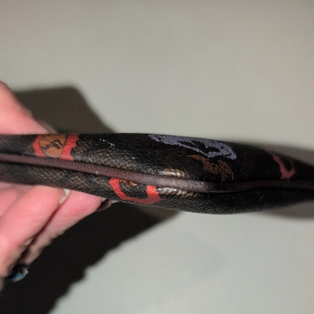 Coach Black Floral Wristlet Pouch