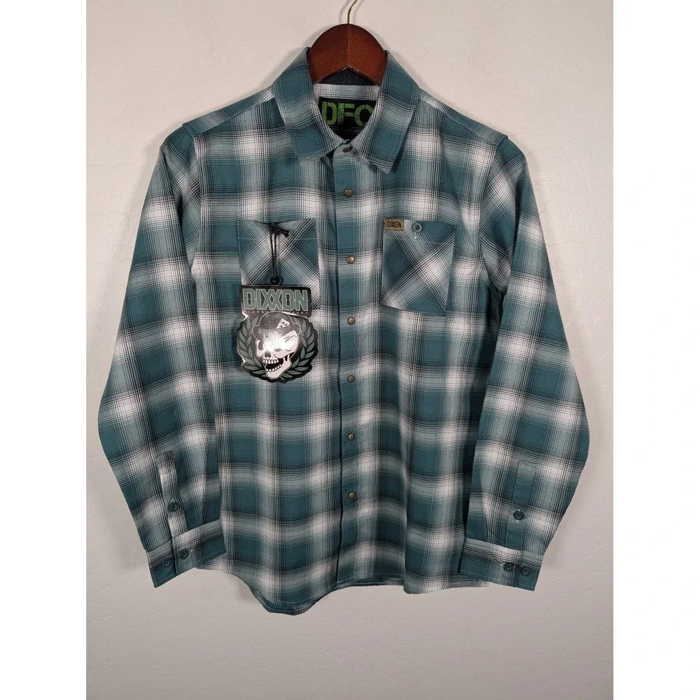 Dixxon Flannel Shirt‎ Youth XL Green Plaid Button Up DFC Tech Blend New Tags