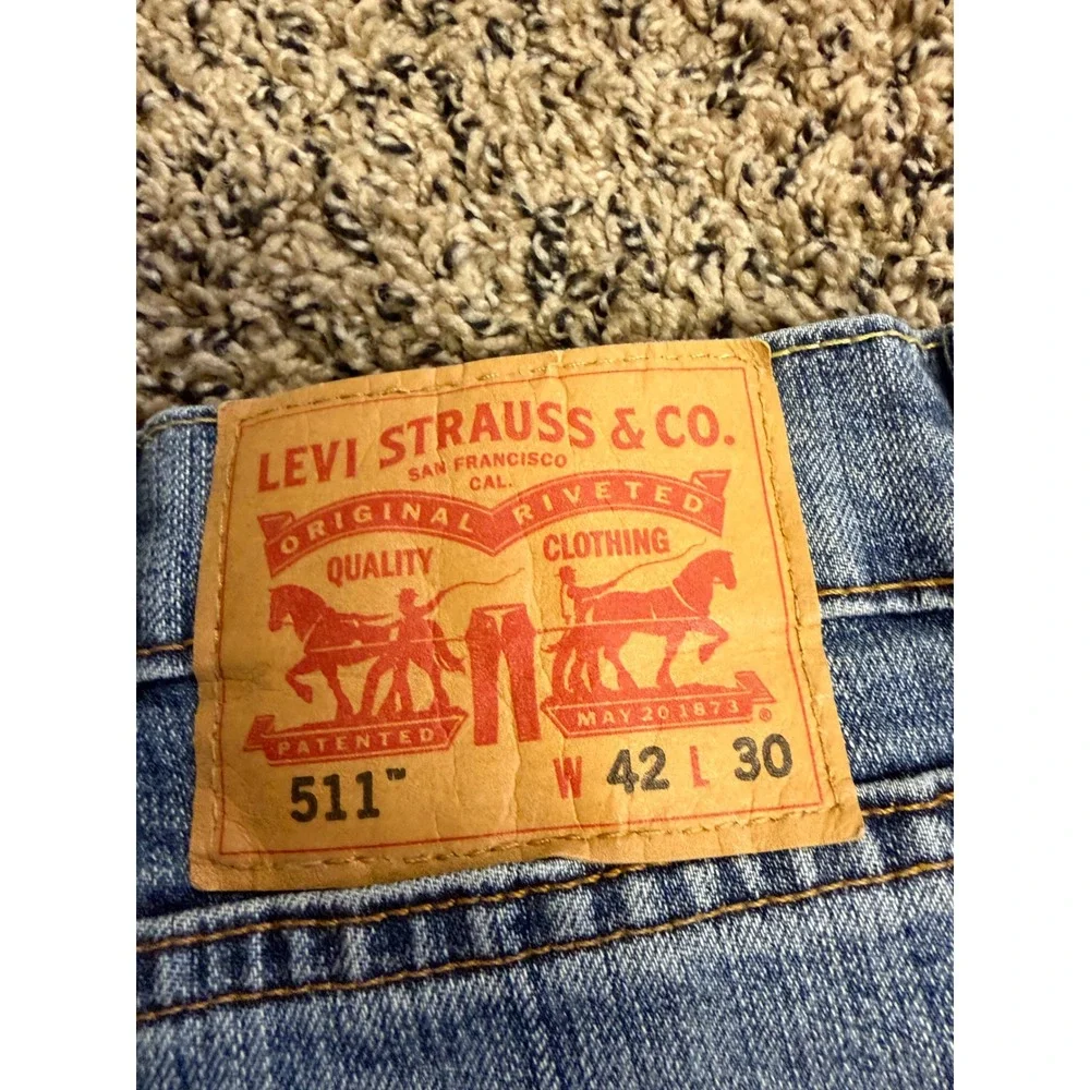 Levi's 511 Slim Fit Medium Wash Jeans W42 L30 5-Pocket Zip‎ Fly Denim