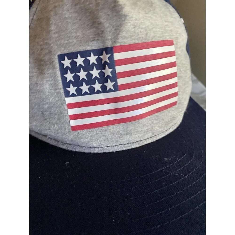 The Children's Place Snapback Hat Navy Gray American Flag Stars Stripes L/XL‎ 8+