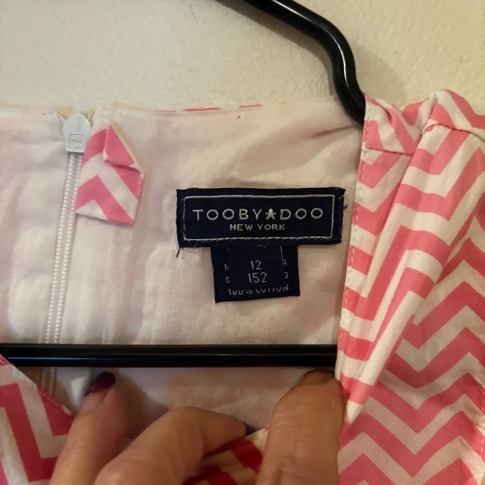 Tooby Doo New‎ York Girls Sundress Sz 12 /152 Pink White Designer Party