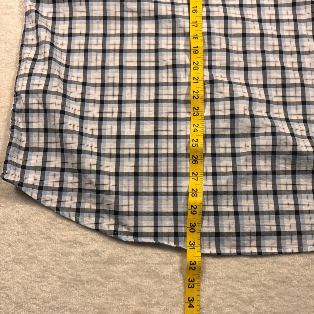 Dockers Men's Classic Fit White Blue Plaid Short Sleeve Button Down Shirt‎ XL