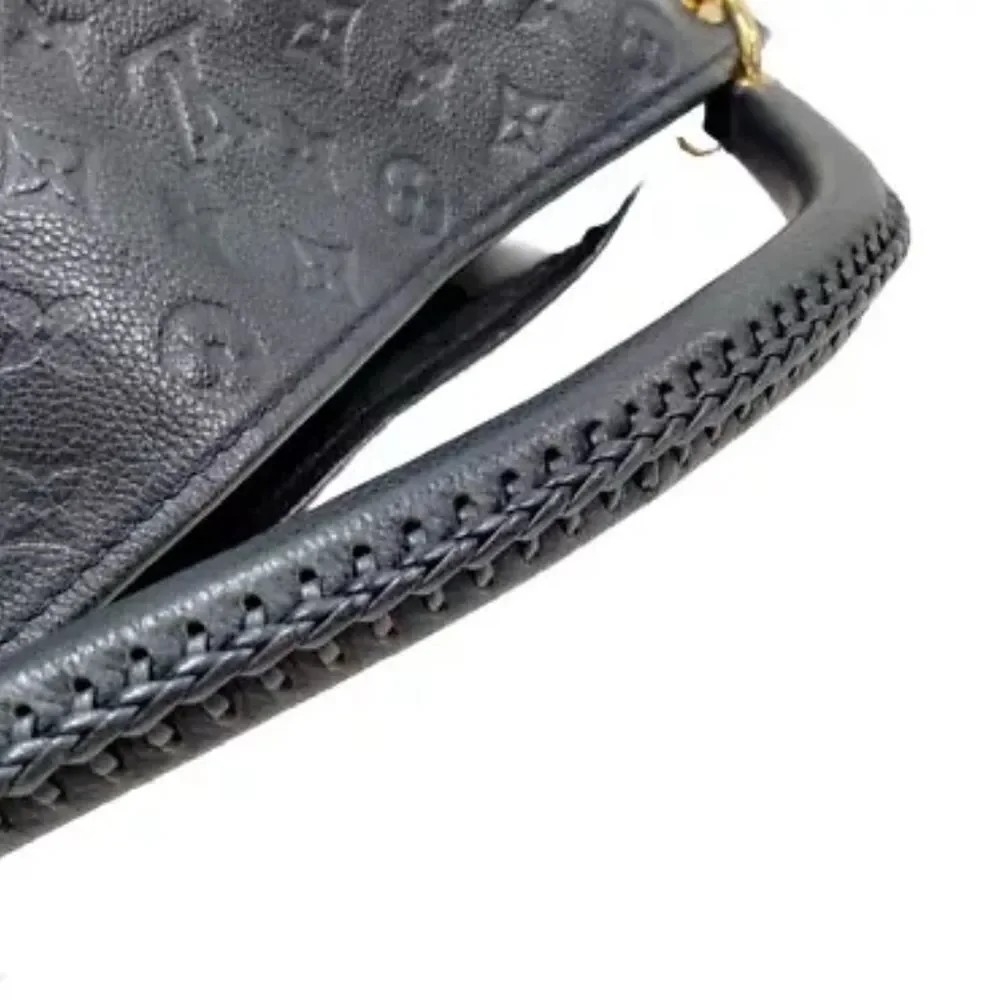 Auth Louis Vuitton Artsy Shoulder Bag MM Deep Navy Blue Leather Boho Monogram