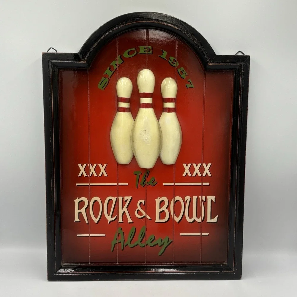 The Rock & Bowl Alley Plaque Wall Decor 2005 Pins Are 3D ~16