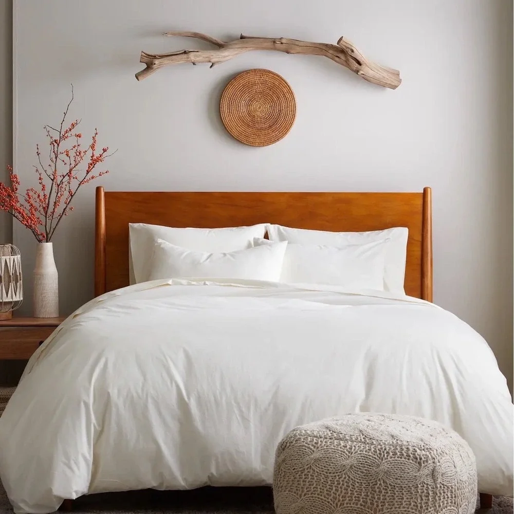 Quince Organic Cotton Duvet Cover Bedding Ivory Size King/Cal King Minimalist