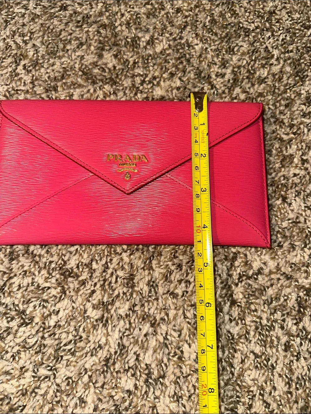 Prada Hot Pink Saffiano Envelope Wallet with Gold Logo