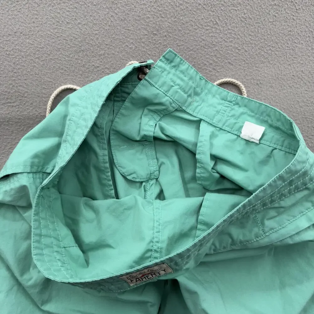 Faherty Shorts Mens 32 Green Drawstring Recycled Swim Trunks Quick Dry Beachwear