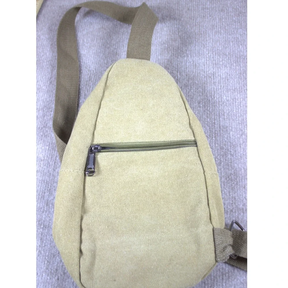 Westend Khaki Canvas Sling Bag Crossbody Teardrop Backpack Hiking Travel Khaki