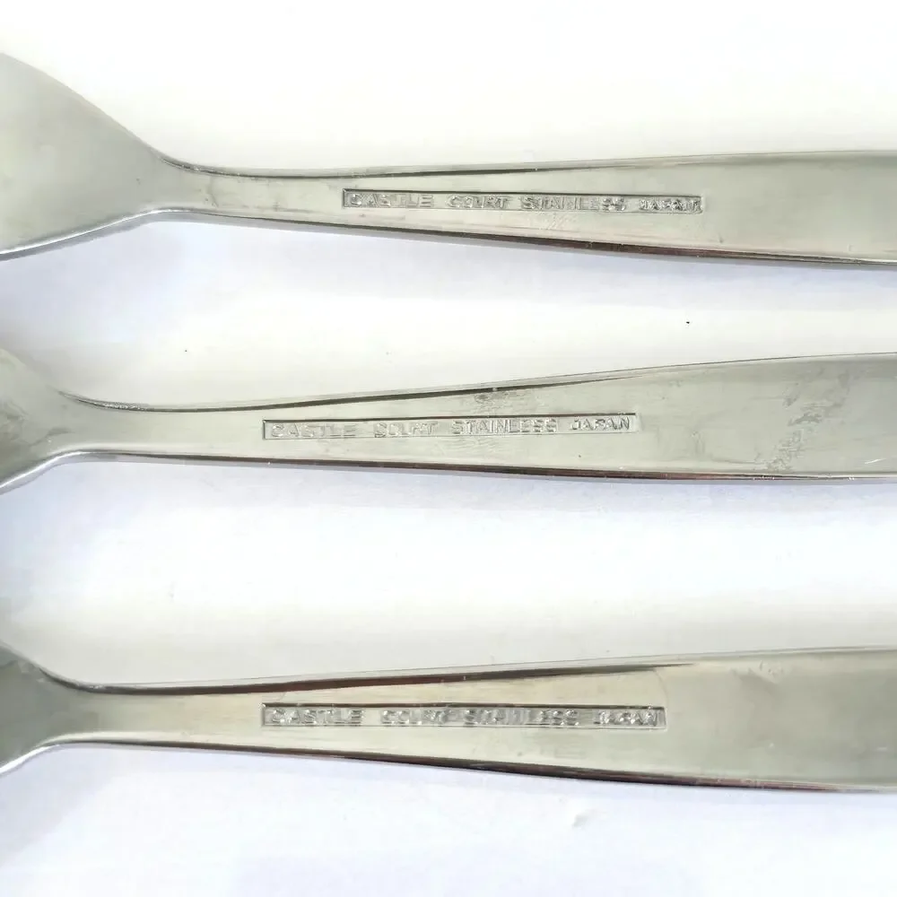 Castle Court RoseGlow 3 Dinner Forks Stainless Steel Japan Vintage Mid Century