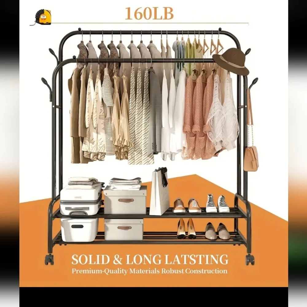 Black Metal/Plastic Clothing Rack