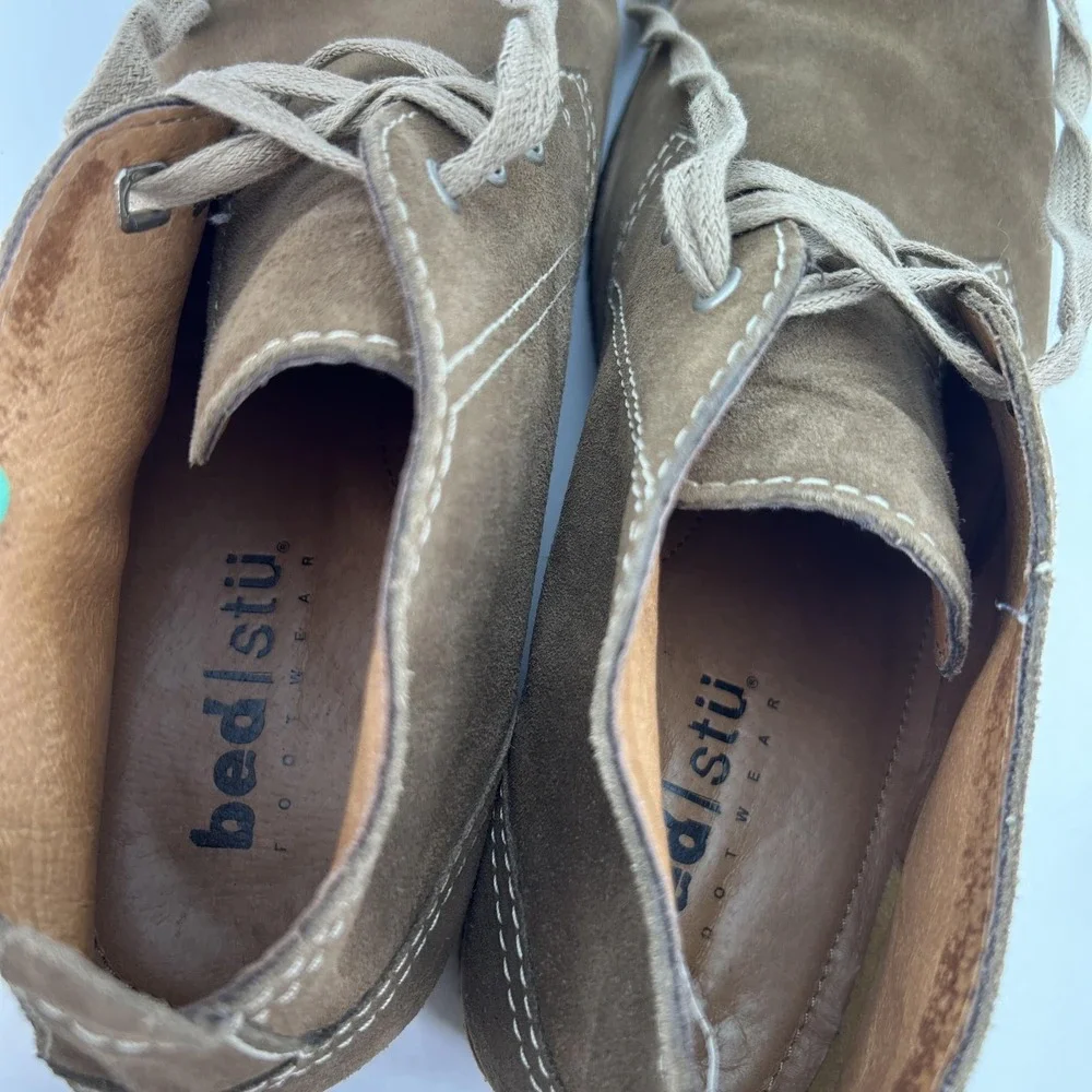 Bed Stu Boots Mens Size 8.5 Brown Suede Chukka Ankle Lace Up Contrast Stitching