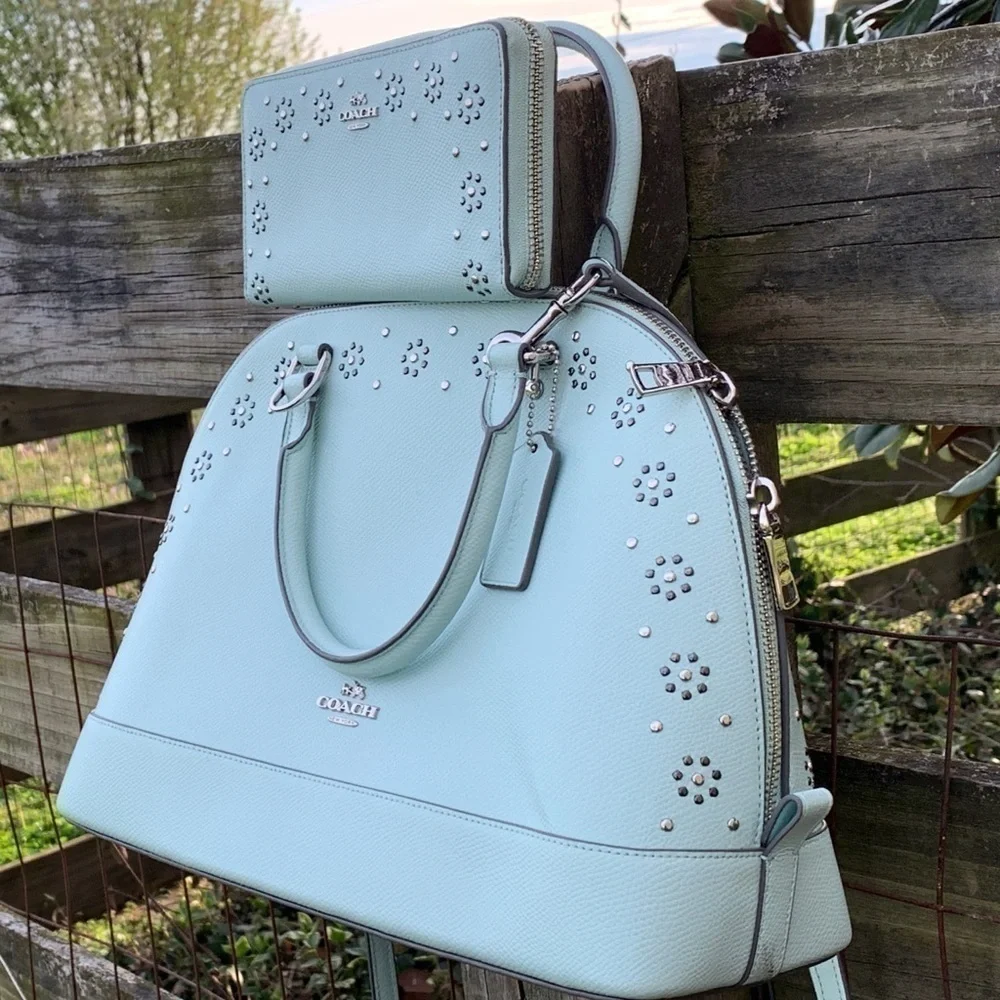 Coach Seaglass mint green Sierra Dome Bag Wallet
