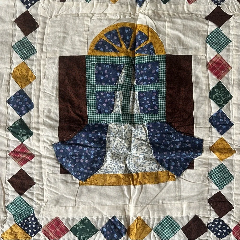 Vintage Cotton Small Patchwork Quilt Village Home Cozy Vibe