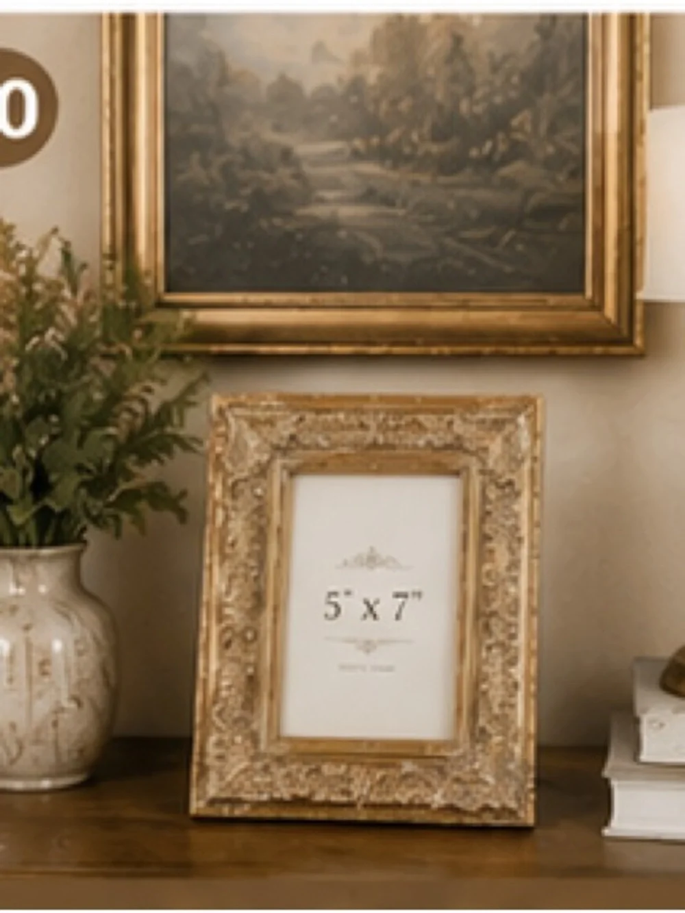 Ornate 5x7 Gold Frame Vintage Style Embossed French Country Baroque Tabletop