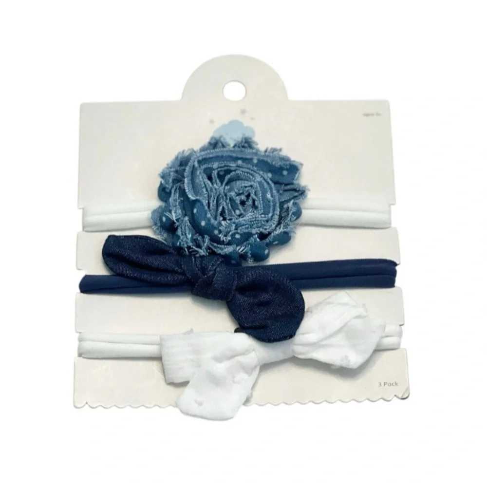 💫 $5/Add On💫 NWT Blue and White Cloud Island Infant Baby Girl Headband Set