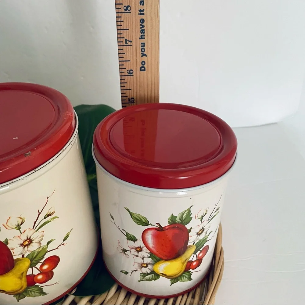 MCM Decoware Vintage Set of 3 Decoware Apple, cherries & Pear Kitchen Canisters