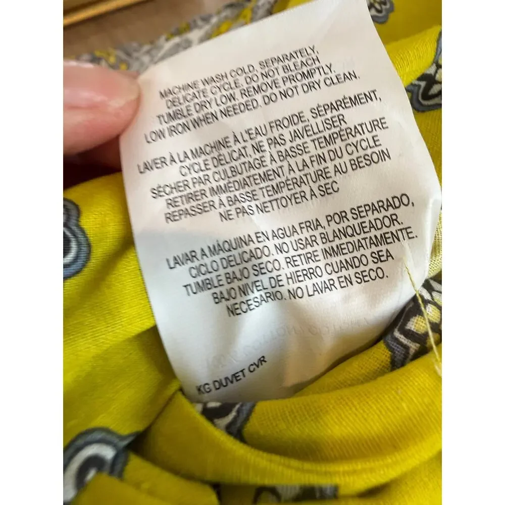 King Size Cotton Duvet Cover & Shams Gray Yellow Classic Medallion Print