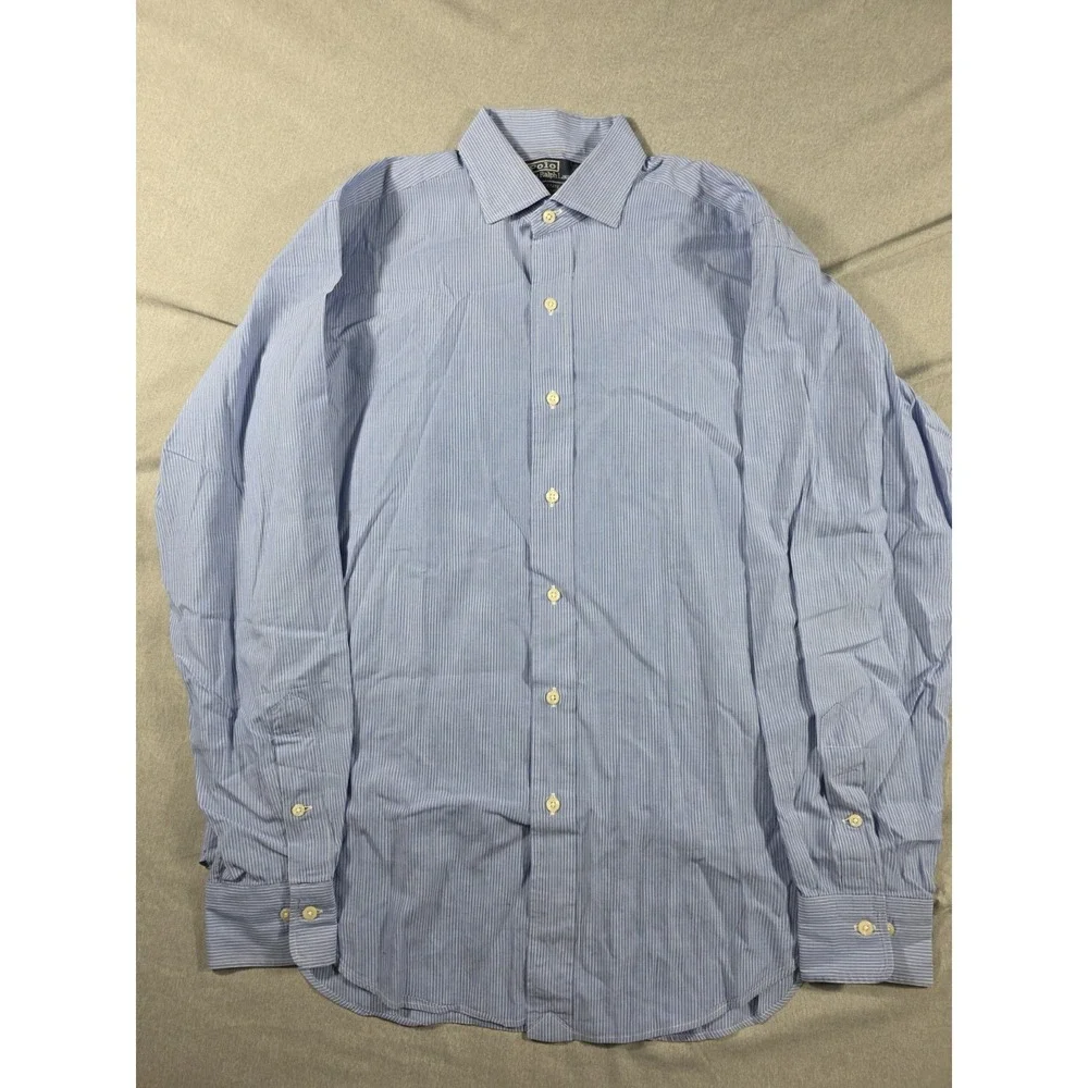 Polo Ralph Lauren‎ Estate Striped Work Dress Shirt 15.5 34/35 Blue White
