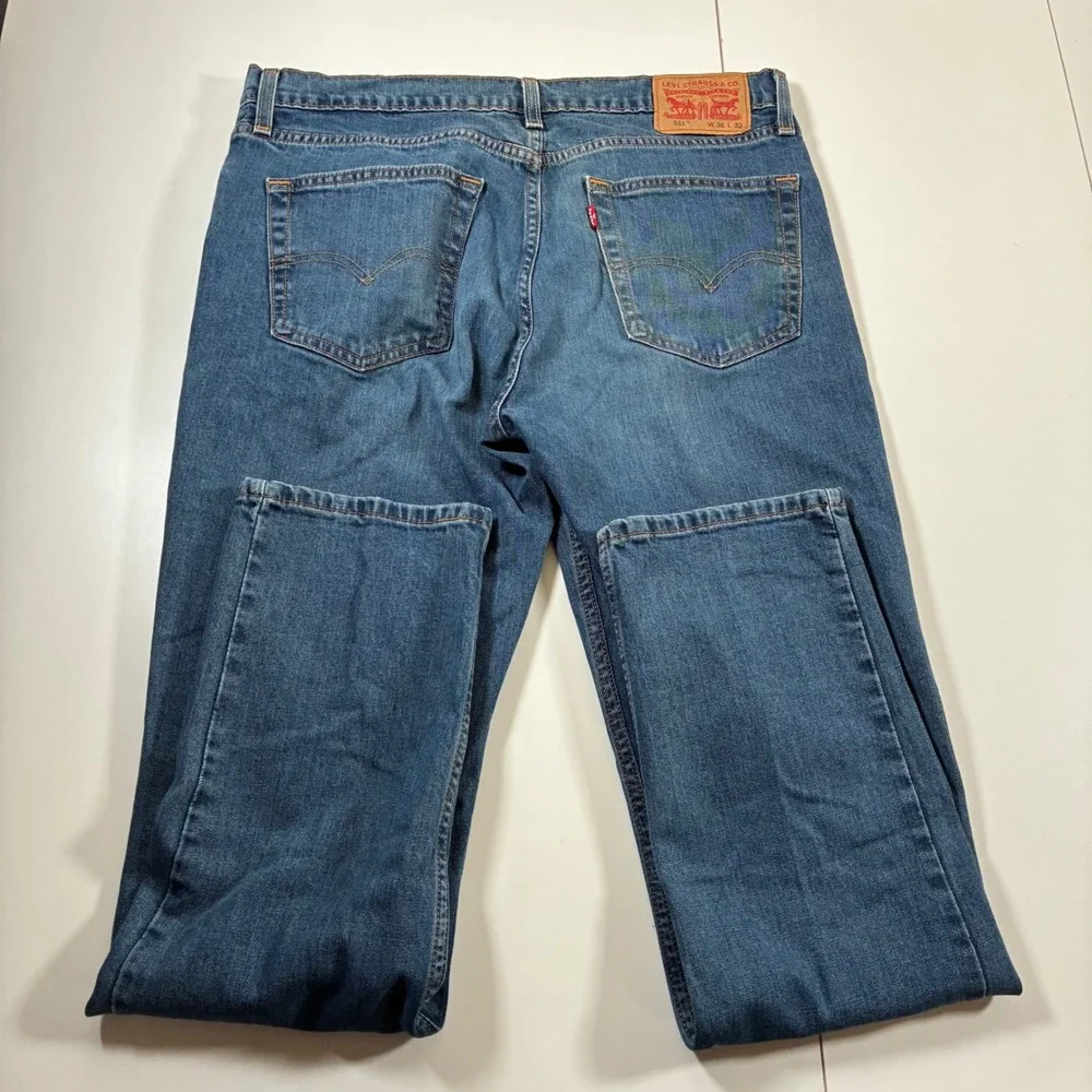 Levi's 511 Slim Fit Jeans 36x32 Blue Medium Wash Denim Stretch Pants