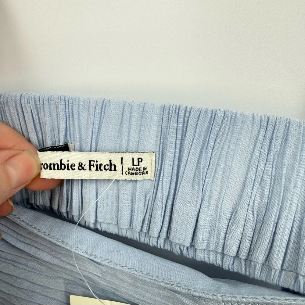 Abercrombie & Fitch Crinkle Textured Maxi Dress in Blue Large Petite NWT *flaw