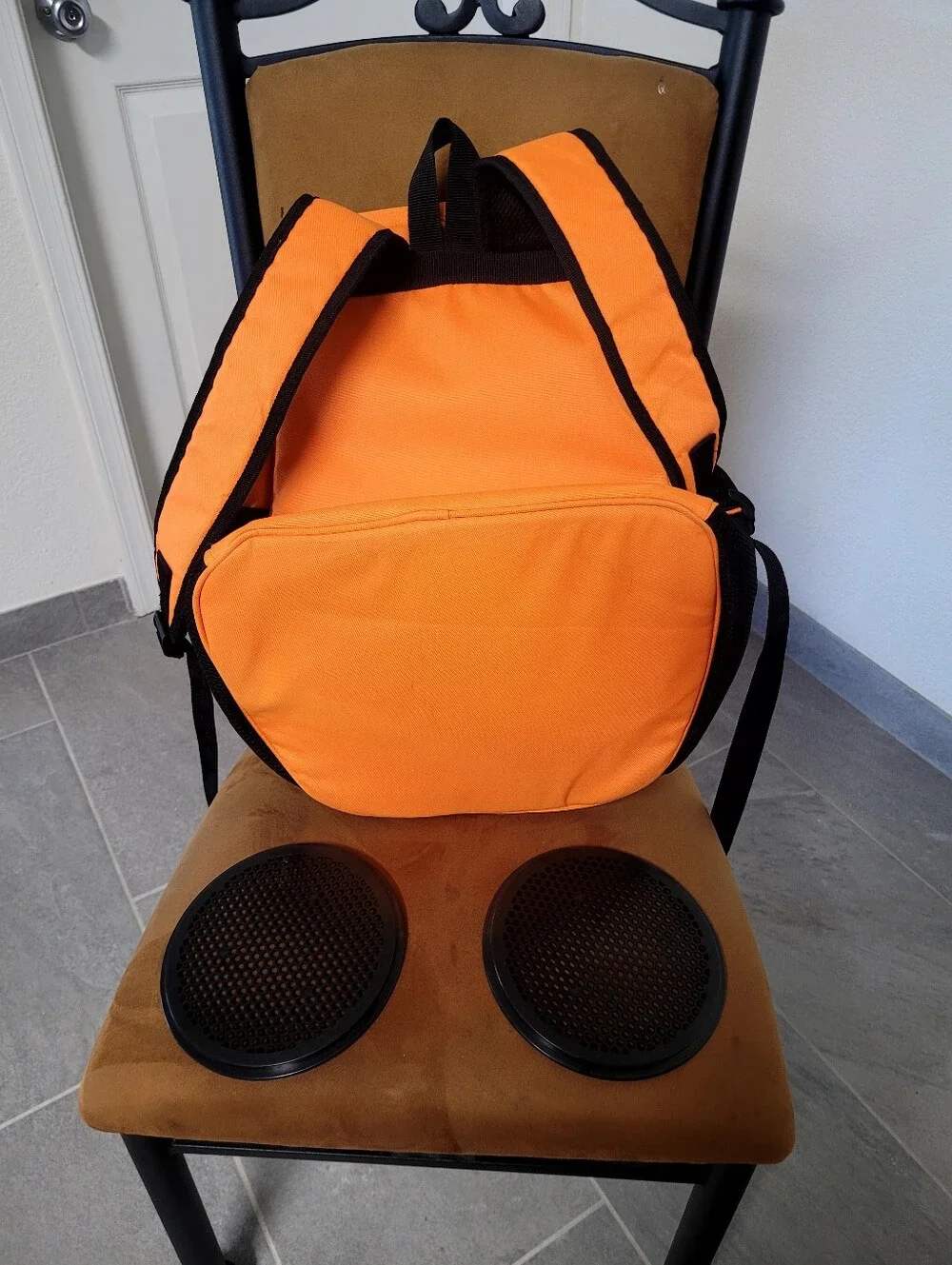 Orange Pet Bubble Backpack Carrier with Clear Dome