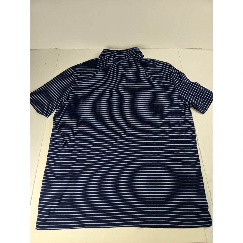 Polo Ralph Lauren NAVY STRIPE Men's Striped Polo‎ Neck Collar Shirt, US L Large