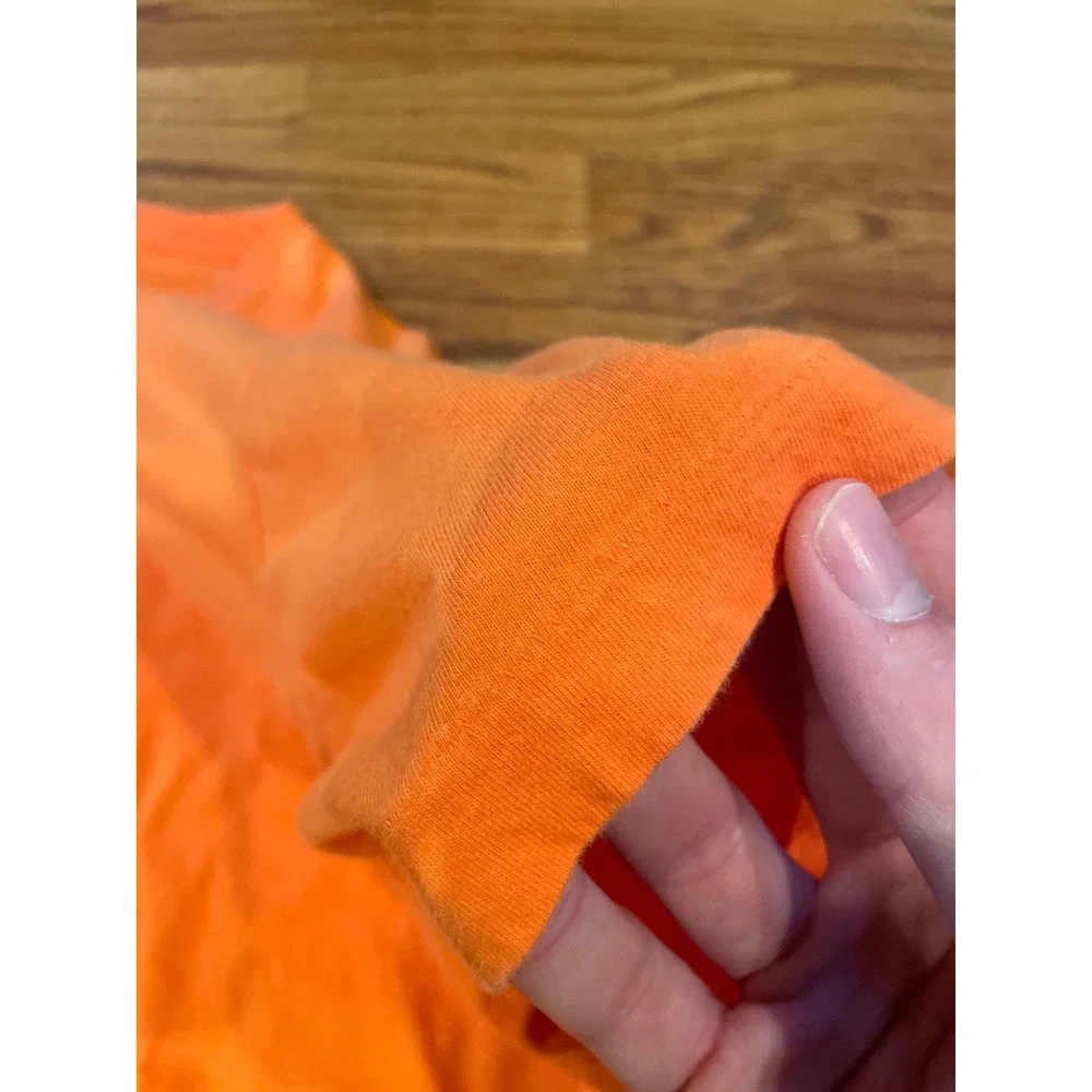 Polo Ralph Lauren Mens T-Shirt XL Orange Single Stitch Pony Logo Tee Flaws