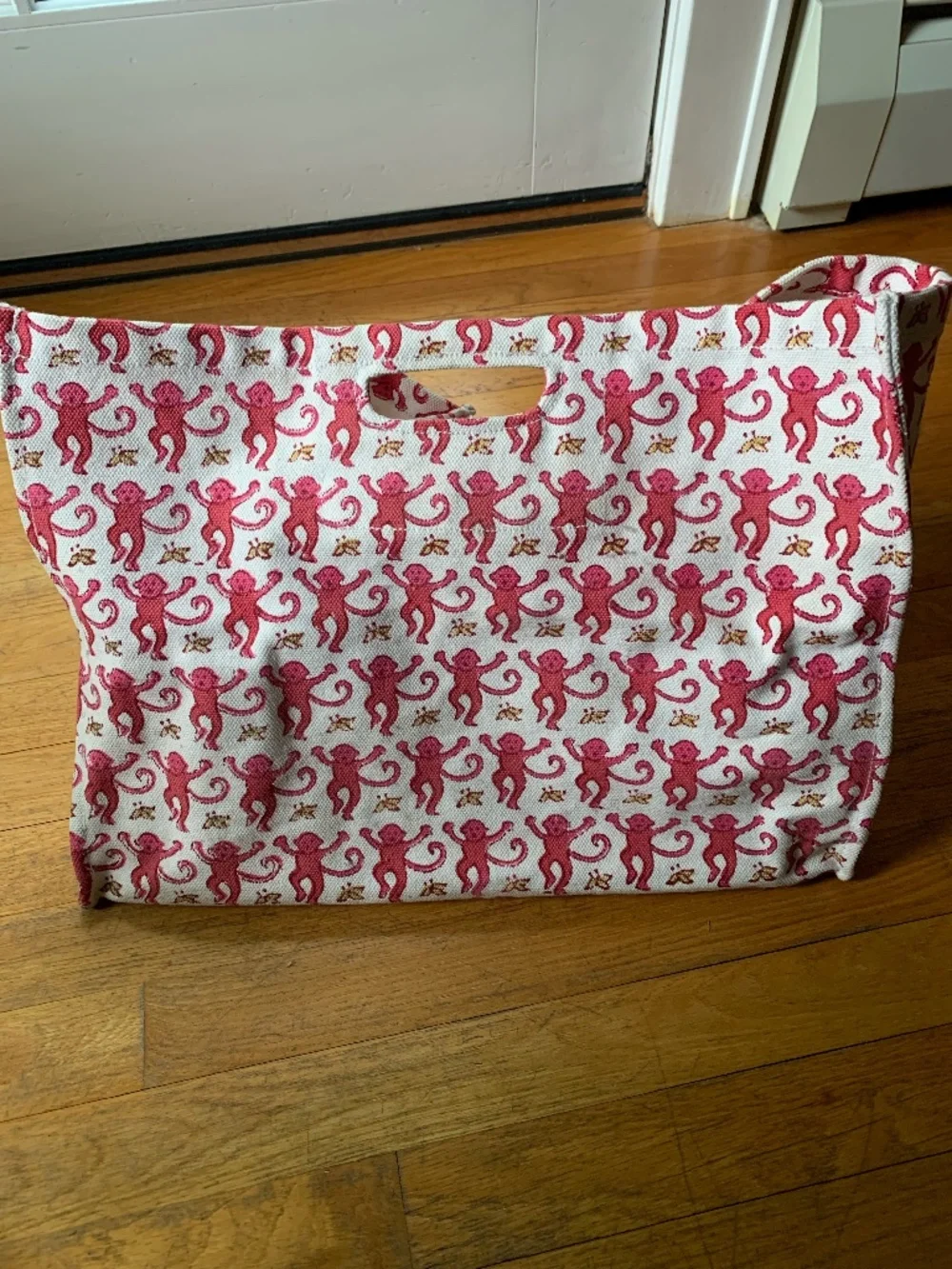 Roberta Roller Rabbit Pink Monkey Canvas Carry All Bag