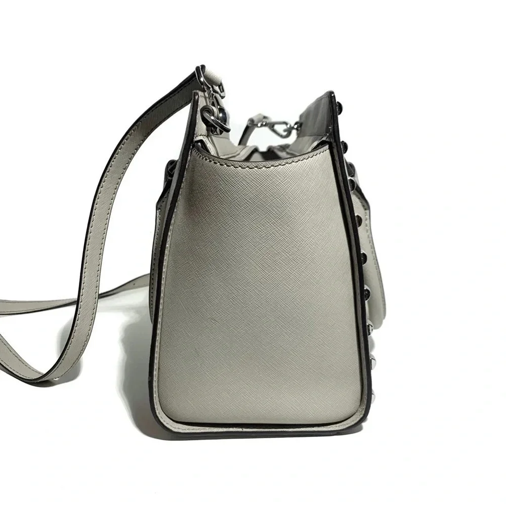 MICHAEL KORS Gray Selma Stud Saffiano Leather Bag