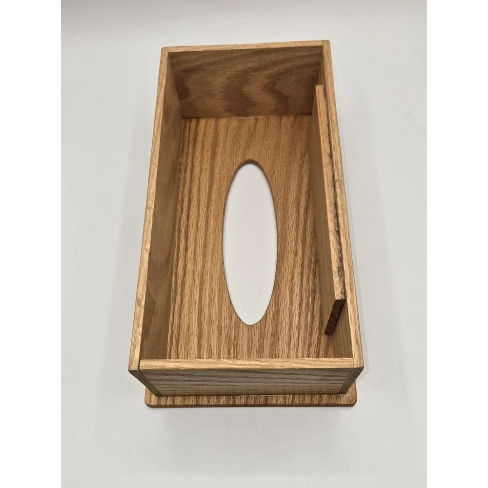 Oak Wood Tissue Box Cover Deer Wildlife Carved Panel‎ Rustic Cabin Decor